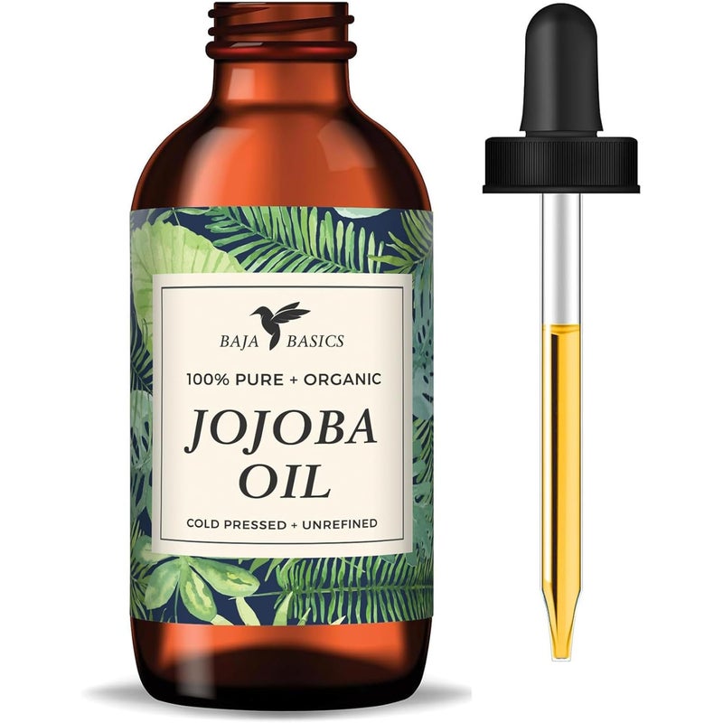 Baja Basics Pure Jojoba Oil for Skin Cold Pressed Moisturizer for Face, Body, Nails and Hair â€“ Multi-Purpose Beauty Product â€“ Vitamin E â€“ Anti-Aging, Hydrating Oil for Men and Women â€“ 4 oz Bottle - Image 1